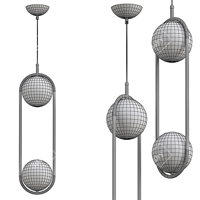 Elegant Hoop Duo Design Lamp 3D model image 2