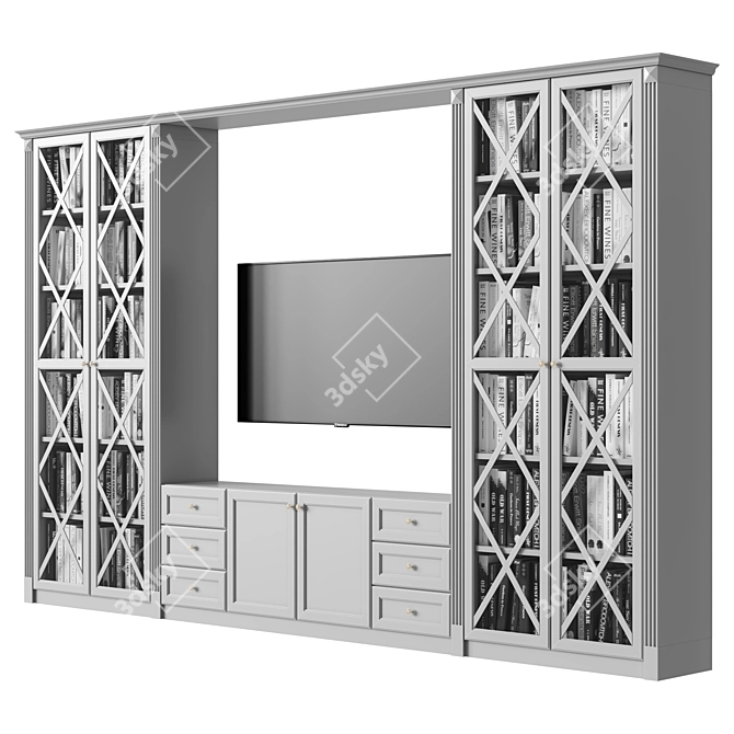 Modern TV Wall Unit Furniture 3D model image 2