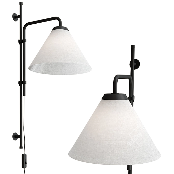 Modern Iron Wall Lamp Polyester 3D model image 1