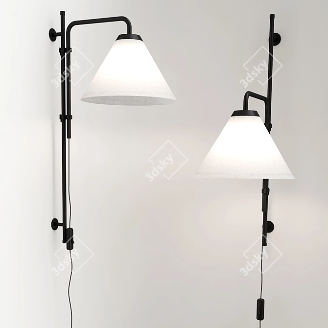 Modern Iron Wall Lamp Polyester 3D model image 2