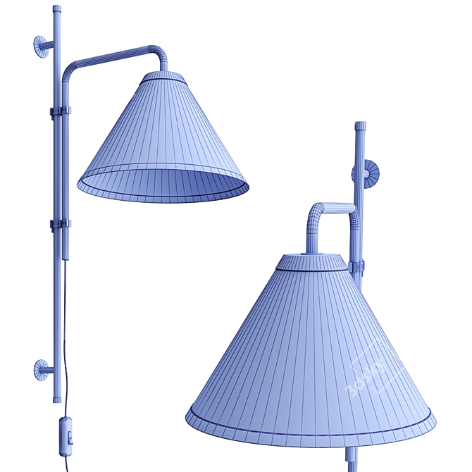 Modern Iron Wall Lamp Polyester 3D model image 3