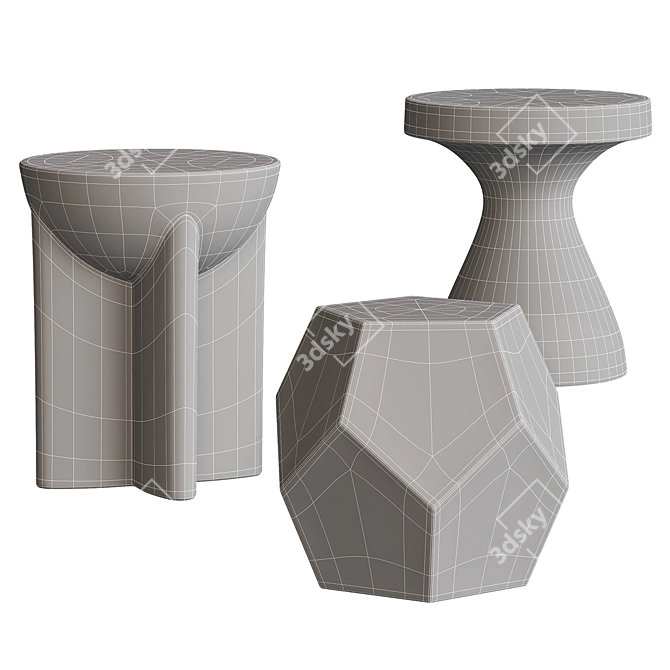 Gemstone Outdoor Side Tables Set 3D model image 2
