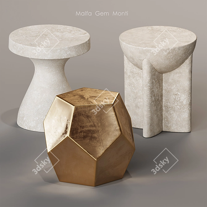 Gemstone Outdoor Side Tables Set 3D model image 3