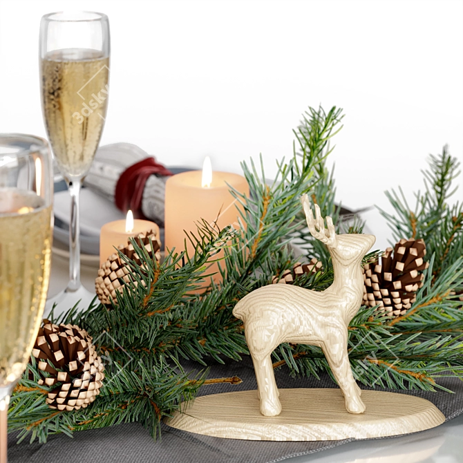 Festive Holiday Table Setting 3D model image 10