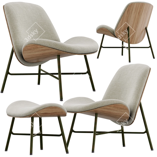 Modern Armchair and Footstool Set 3D model image 1