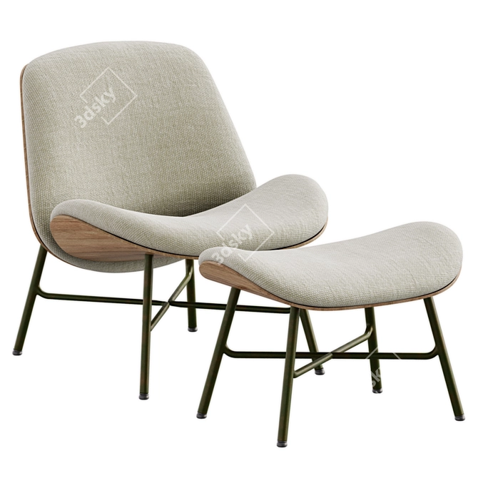 Modern Armchair and Footstool Set 3D model image 4
