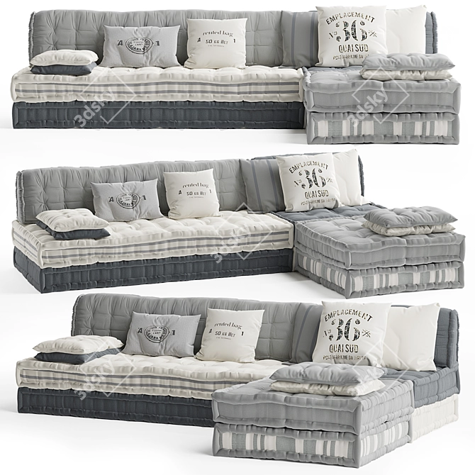 Modern Gray Maili Sectional Sofa 3D model image 1