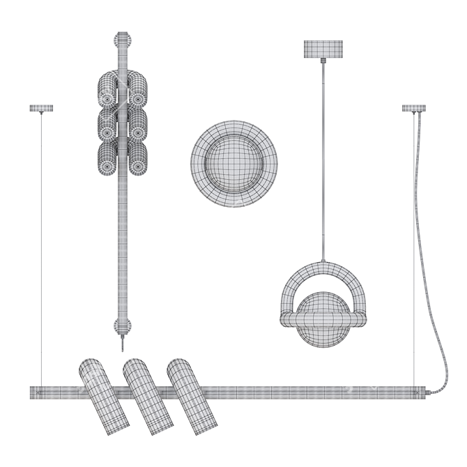 Adjustable Pendant Lighting Collection 3D model image 3