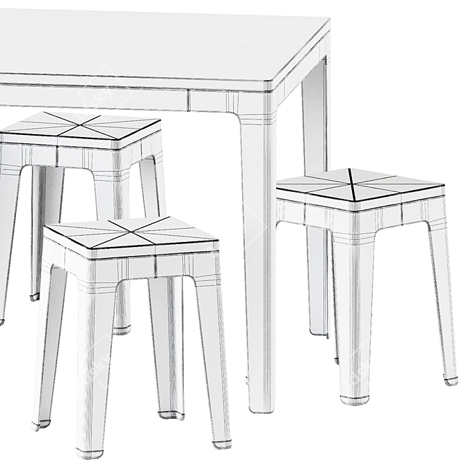DesignByThem TUCK Square Table & Low Stool 3D model image 4