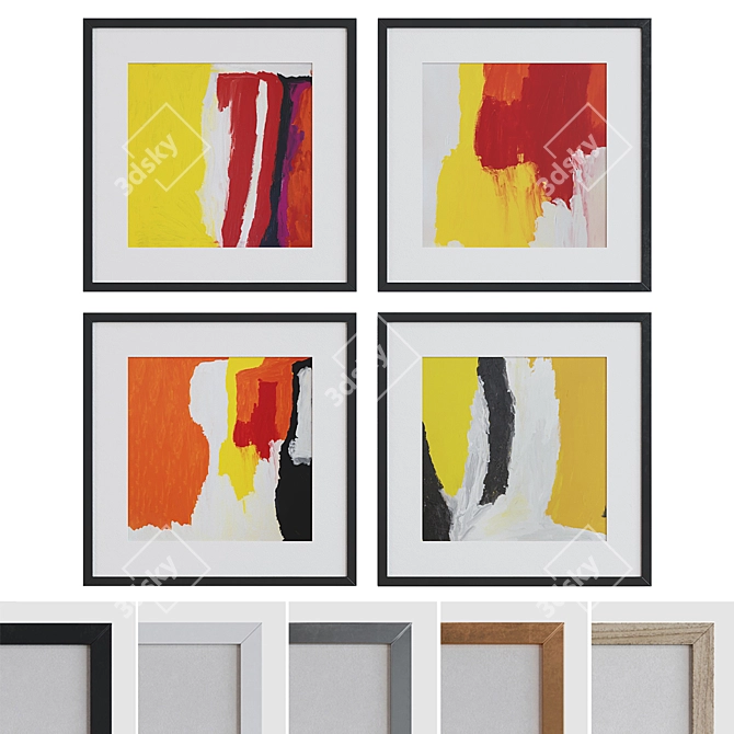 Modern Abstract Picture Frame Set 3D model image 1