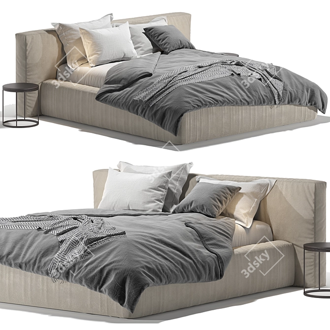 Elegant Klifton Bed, Luxury Velvet 3D model image 1