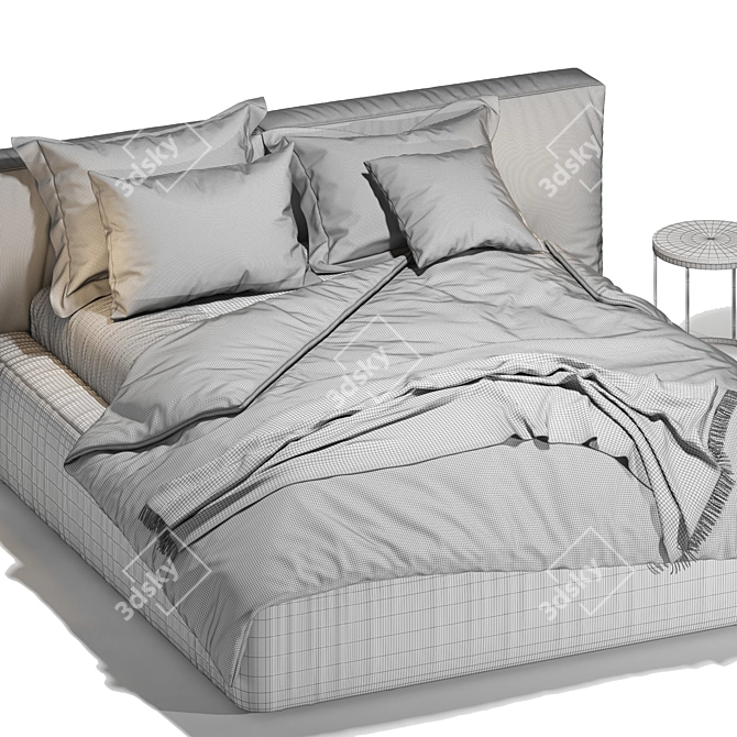 Elegant Klifton Bed, Luxury Velvet 3D model image 3