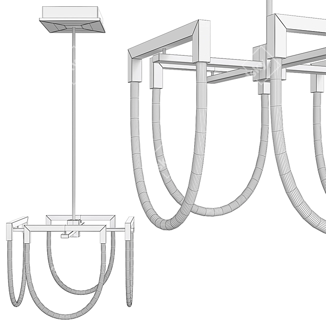 Modern LED Chandelier Fixture 3D model image 2