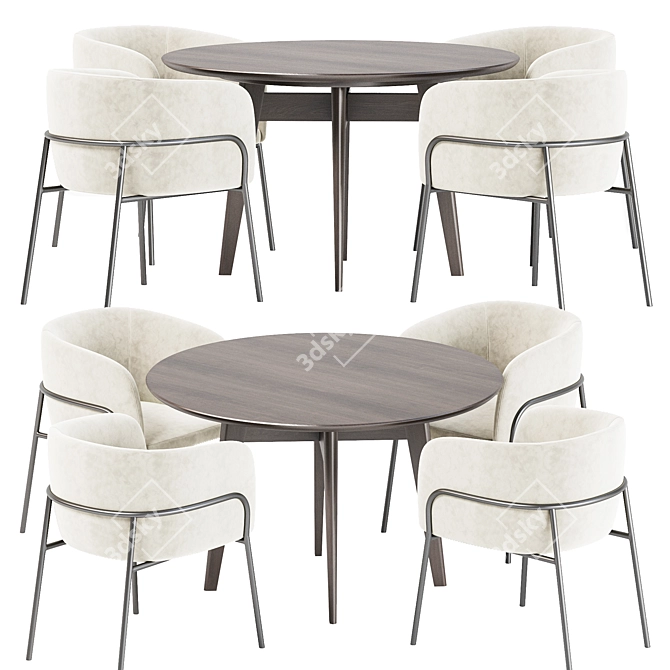 Contemporary Dining Set - Laika Chair & Abrey Table 3D model image 1