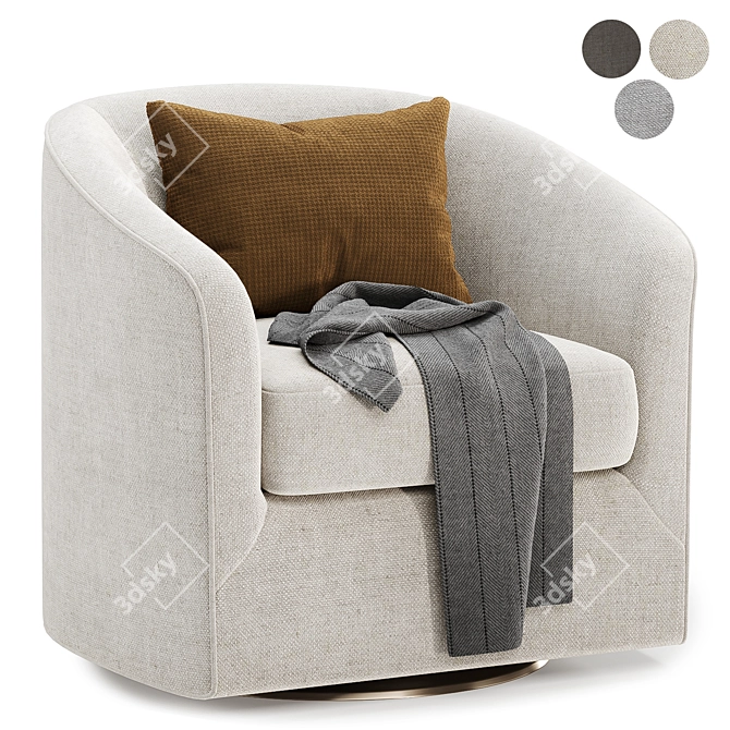 Elegant Swivel Barrel Chair - 3 Color Options 3D model image 1
