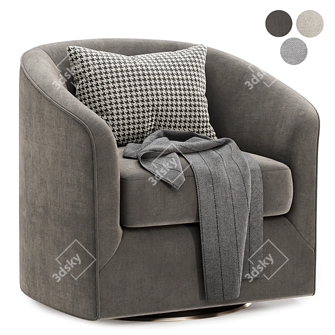 Elegant Swivel Barrel Chair - 3 Color Options 3D model image 2