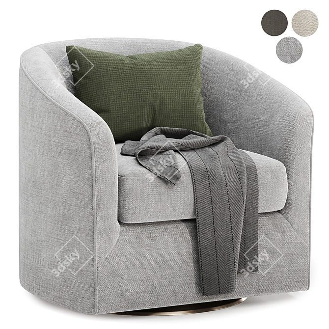 Elegant Swivel Barrel Chair - 3 Color Options 3D model image 3