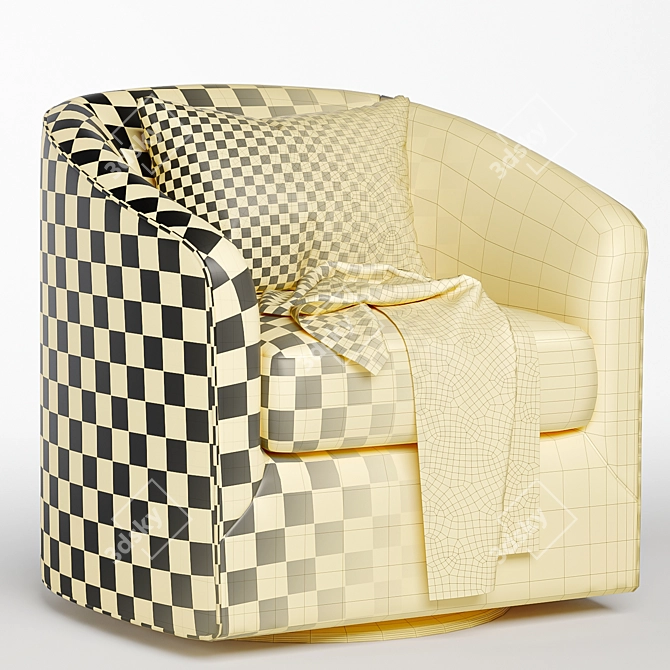 Elegant Swivel Barrel Chair - 3 Color Options 3D model image 5