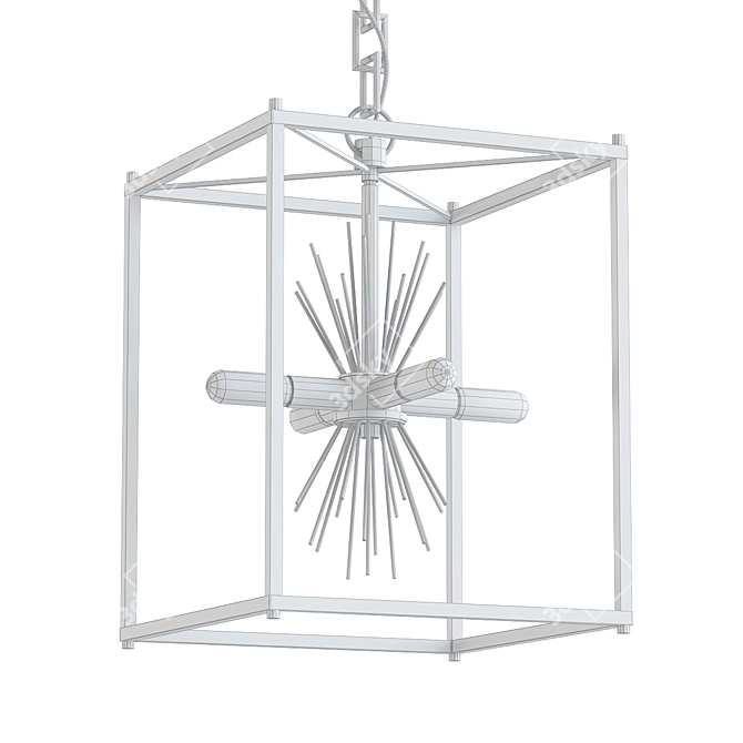Golden Starburst Chandelier Pendant Light 3D model image 2