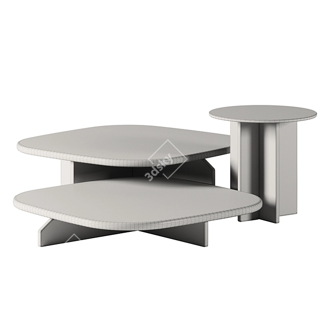 Modern Wood and Glass Table 3D model image 4