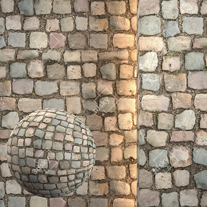 Seamless Pavement Texture Set 3D model image 1