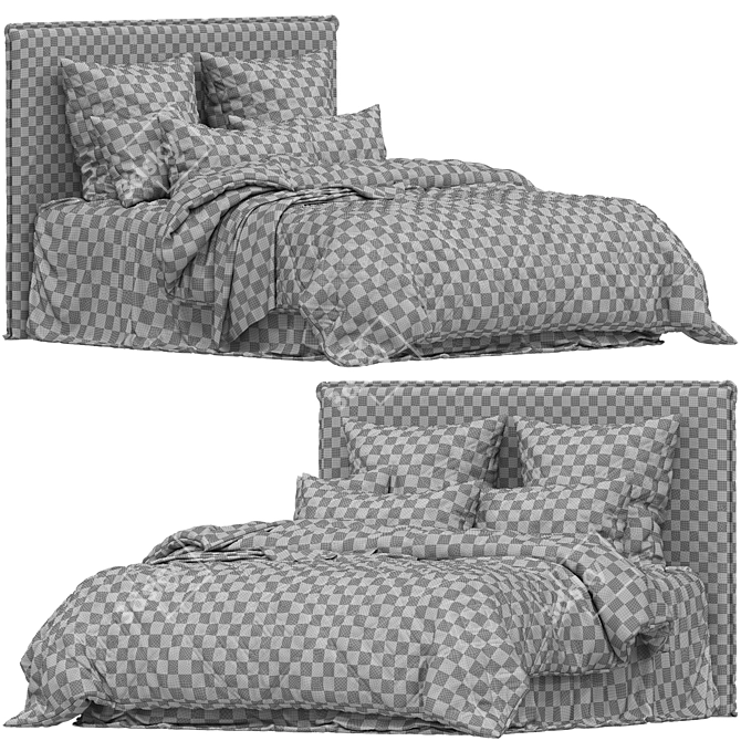 Floral Slate Linen Quilt Set 3D model image 4