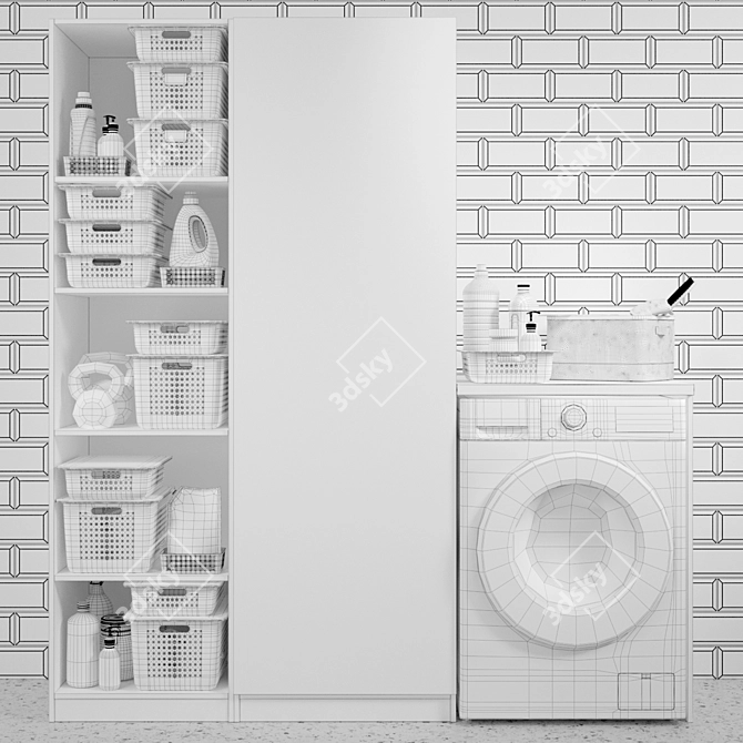 Laundry Room Suite with Mirror Cabinet 3D model image 5