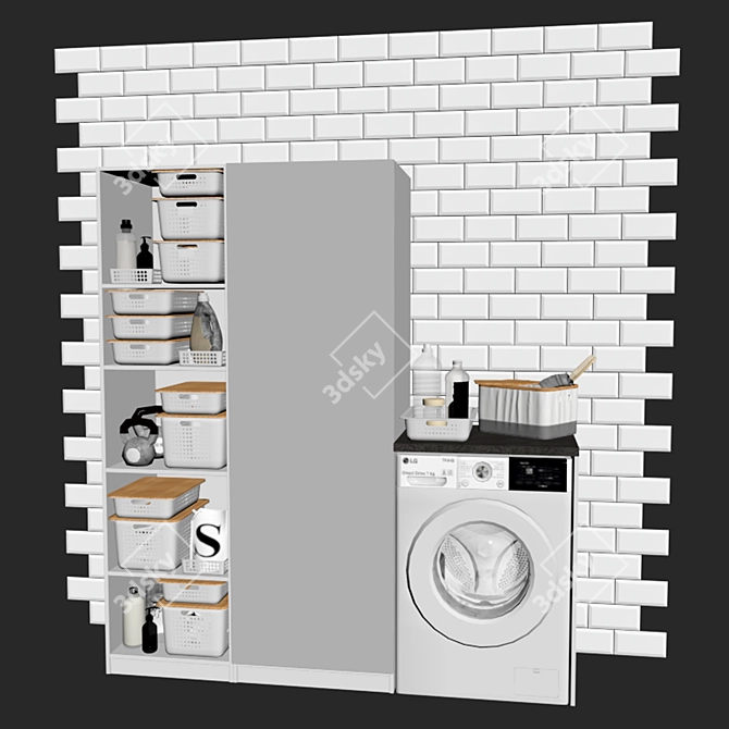 Laundry Room Suite with Mirror Cabinet 3D model image 6