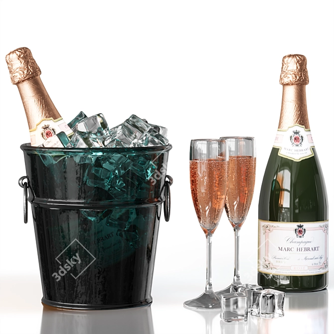 Champagne Bucket with Ice 3D model image 1