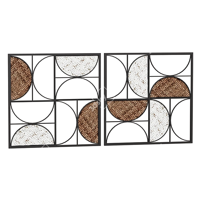 Contemporary Metal Wall Decor Set 3D model image 1