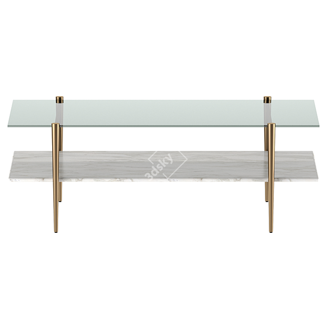 Mid-Century Marble Art Display Coffee Table 3D model image 1