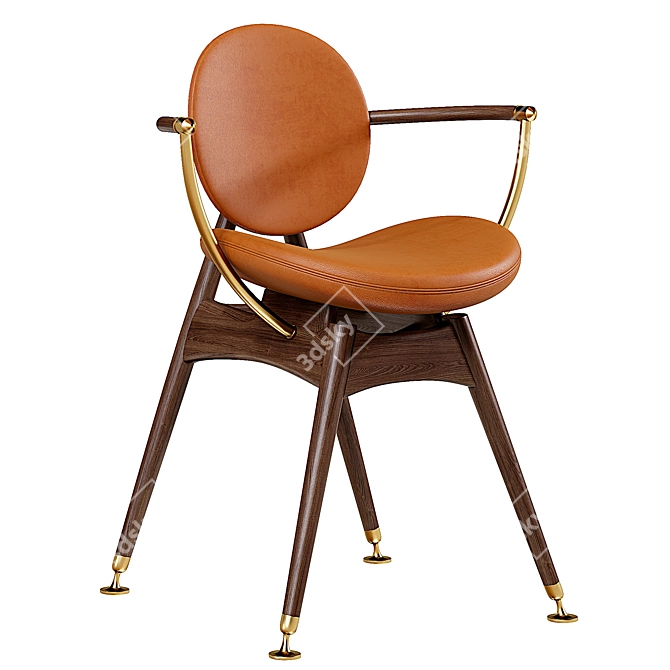 Modern Circle Dining Chair with Arms 3D model image 1