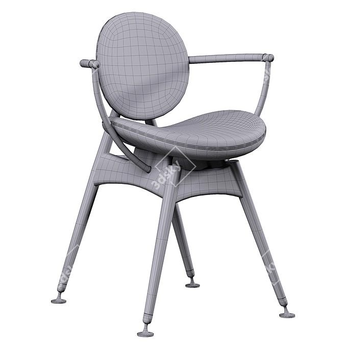 Modern Circle Dining Chair with Arms 3D model image 3