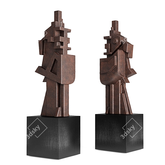 Vantongerloo Metal Volume Sculpture 3D model image 1