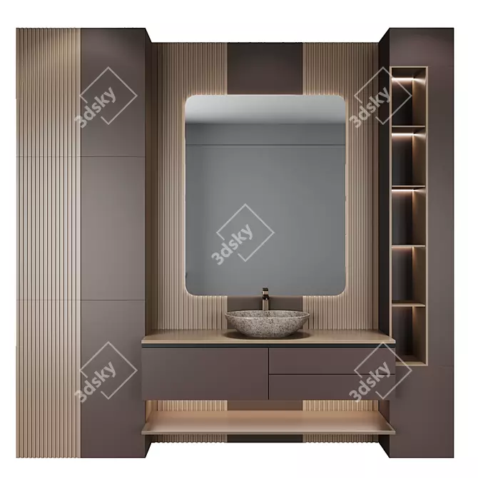 Modern Bathroom Furniture Set 3D model image 1