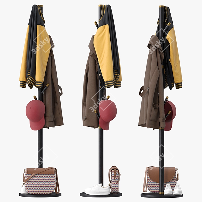 Chinese Style Coat Rack Stand 3D model image 4