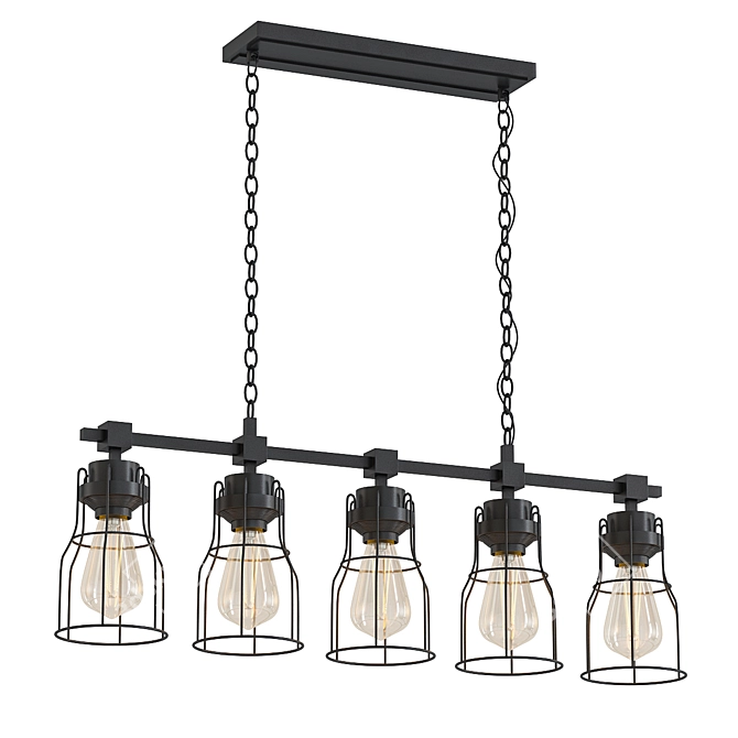 Matte Black Industrial Pendant Light 3D model image 1