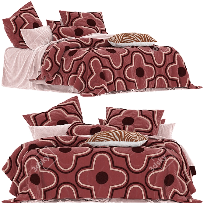 Clover Tufted Wine Quilt Cover 3D model image 1