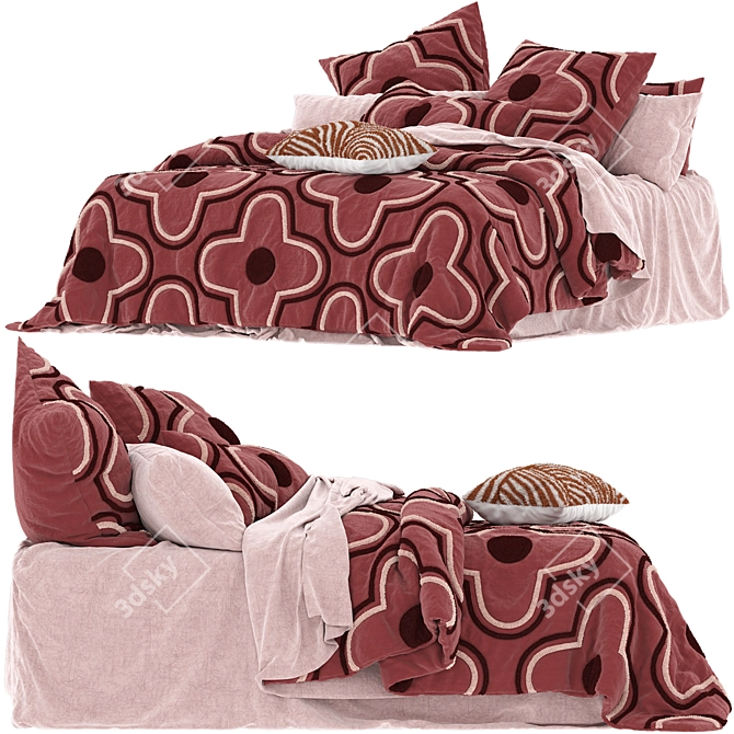 Clover Tufted Wine Quilt Cover 3D model image 2
