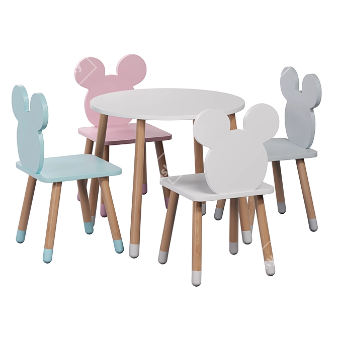 Mickey Kids Table Chair Set 3D model image 1