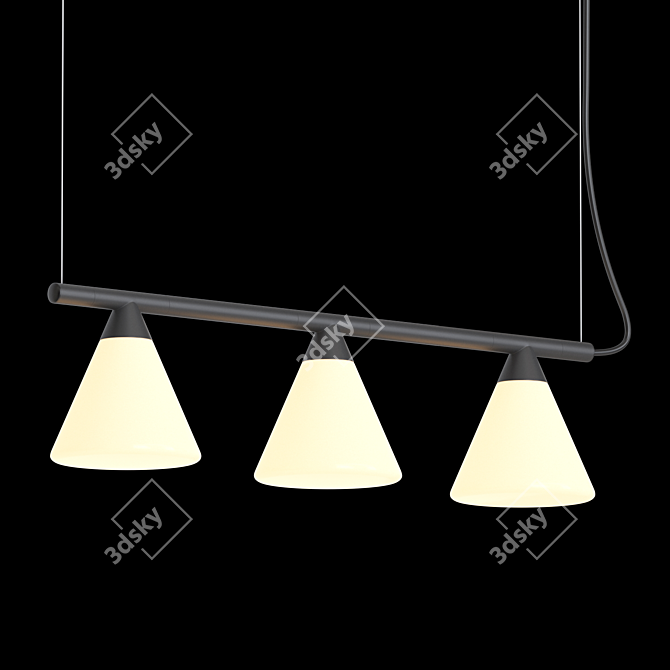 Modern Glass Pendant Rail Light 3D model image 2