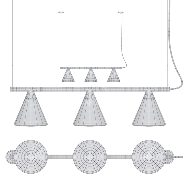 Modern Glass Pendant Rail Light 3D model image 3