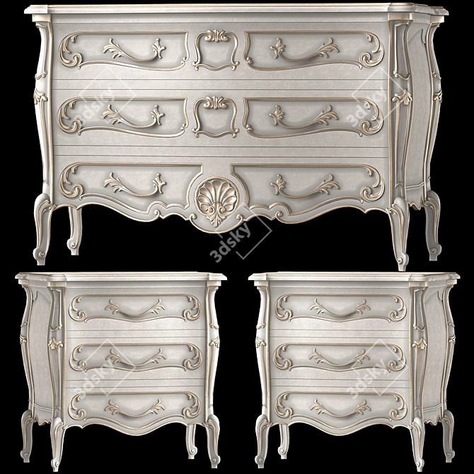 Craftcode 1988 Dresser & Nightstand 3D model image 1
