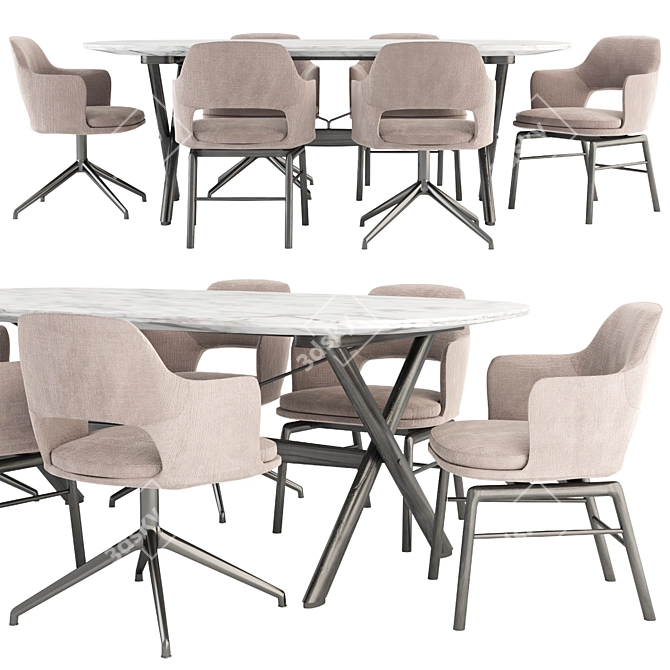 Flexform Boma Table Eliseo Chairs 3D model image 1