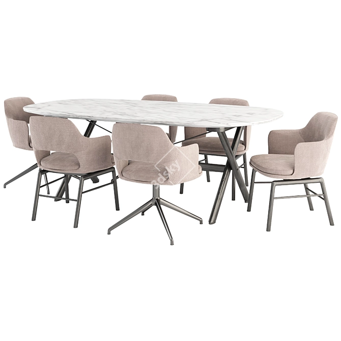 Flexform Boma Table Eliseo Chairs 3D model image 2