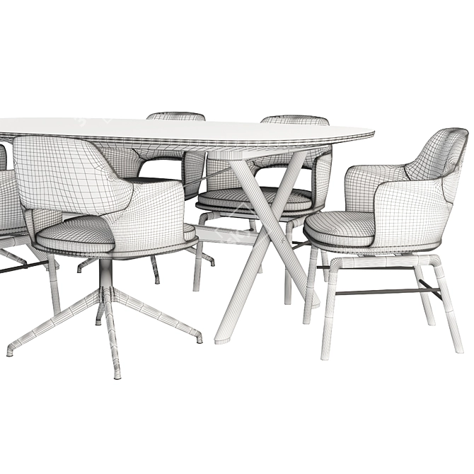 Flexform Boma Table Eliseo Chairs 3D model image 3