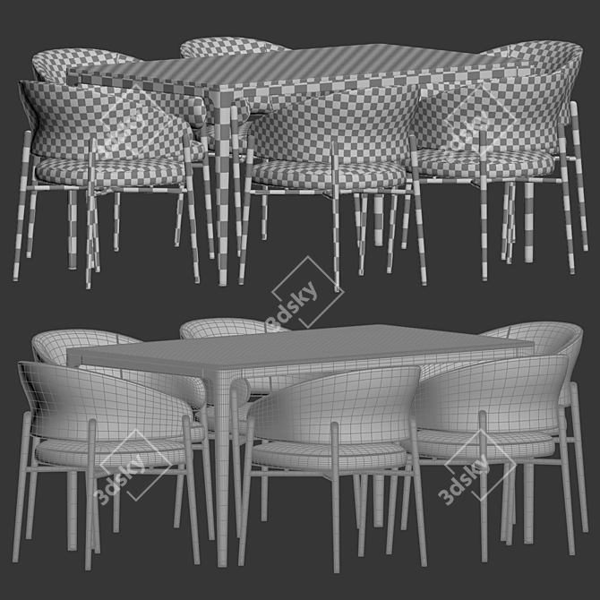  196 Canto Dining Set Upholstered 3D model image 2