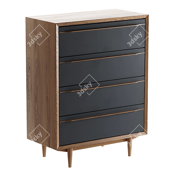 Bruni 4-Drawer Wood Dresser 3D model image 2