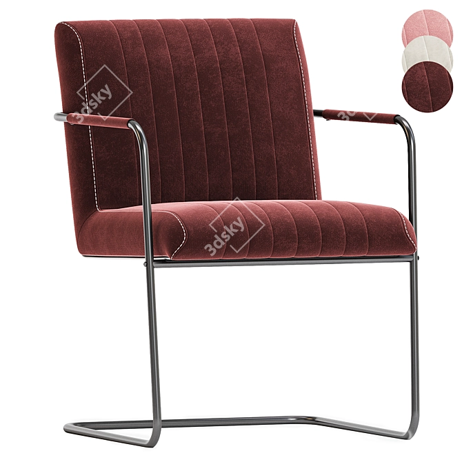 Elegant Stitched Armchair Design 3D model image 3