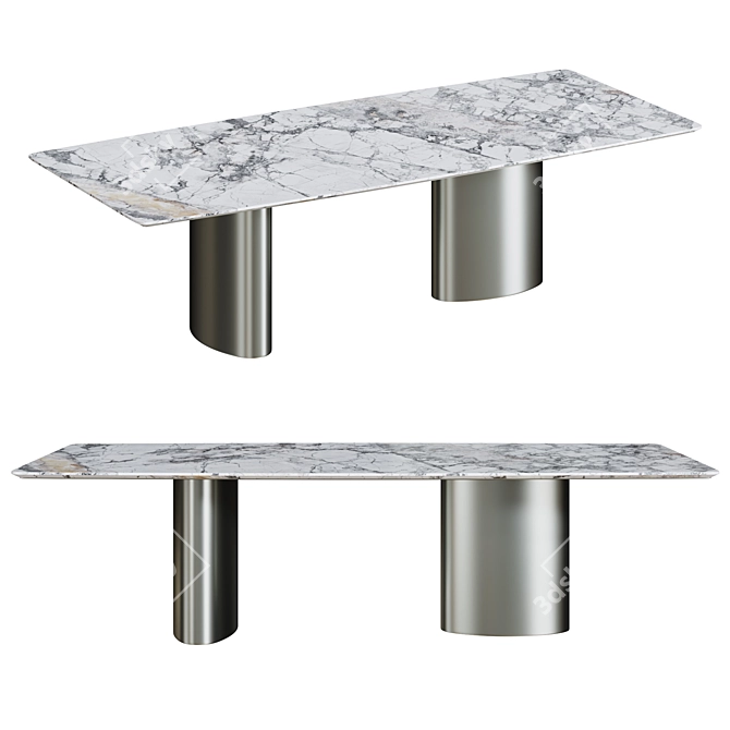 Contemporary Stone and Metal Table 3D model image 1